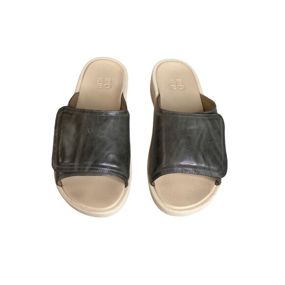 ABEO Paige Leather Slide Sandals Womens Size 10 Gray Slip-On Leather Upper - Picture 3 of 10